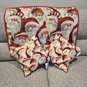 Santa Wool Tapestry Needlepoint Throw Pillow Set Christmas Holiday Leopard Decor